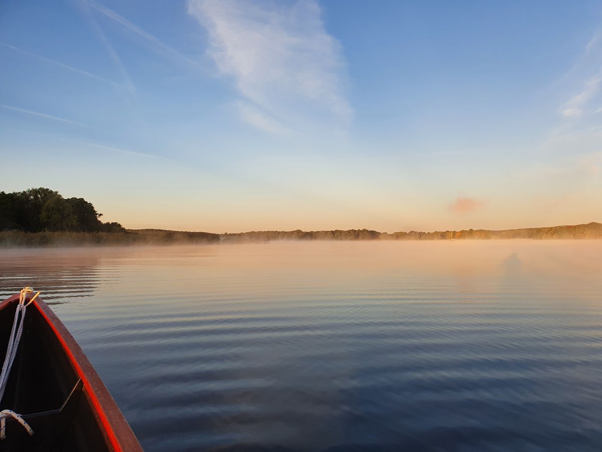 Eine Aussicht auf den See vom Boot aus gesehen.
