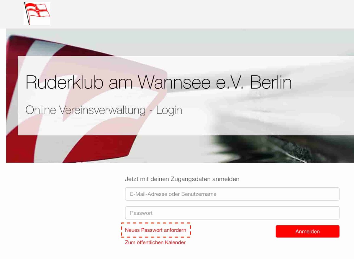Ansicht der EasyVerein Login Maske